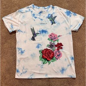 Size L YoungLa The Good Life Birds and Flowers Graphic Tee